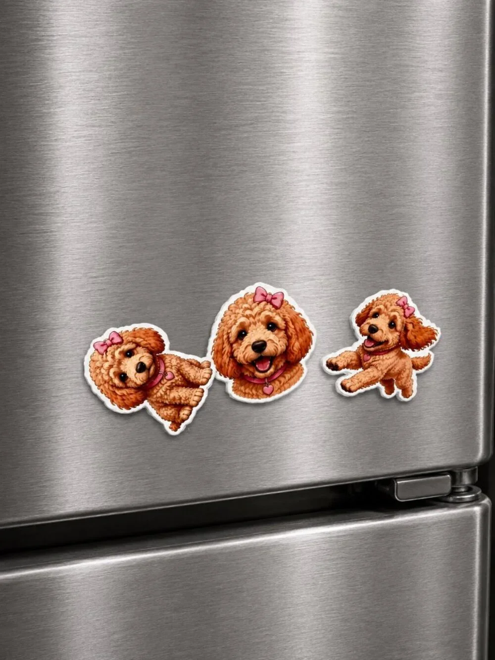 3 Flexible Dog Magnets Girl Mini Goldendoodle Puppy Refrigerator Fridge set